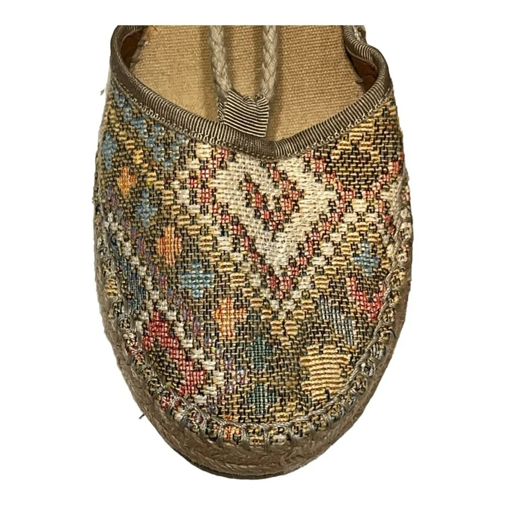 Dolce by Mojo Moxy Lace-Up Embroidery Platform Espadrille Wedge Sandal 8M